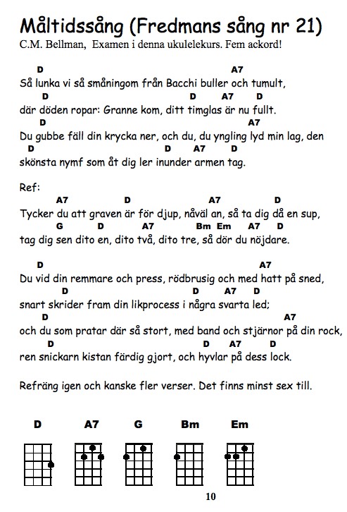 Ukulele-Fredmans sång nr 21-1